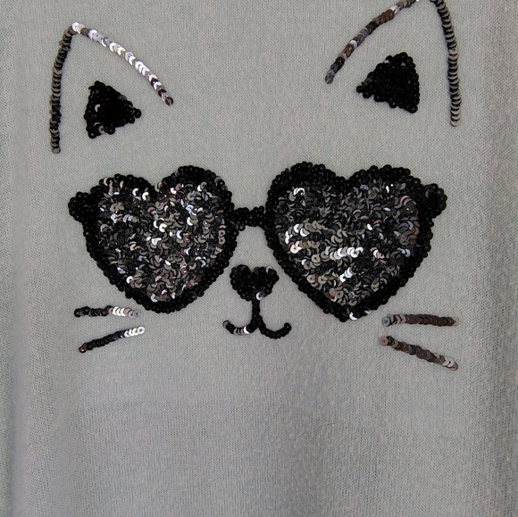 Rumi + Ryder Sequin Cat Lightweight Sweater Girls Size 8-10 Medium - Picture 3 of 6